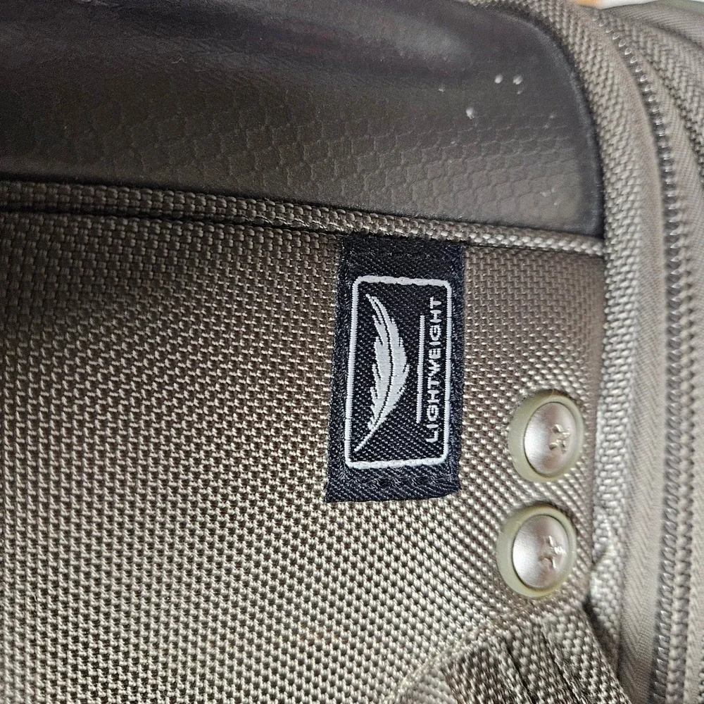 Delsey Rolling Suitcase Olive Green Grey Lightweight Hybrid Carry On Bag *